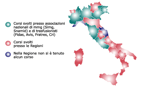 Mappa corsi svolti nelle regioni
